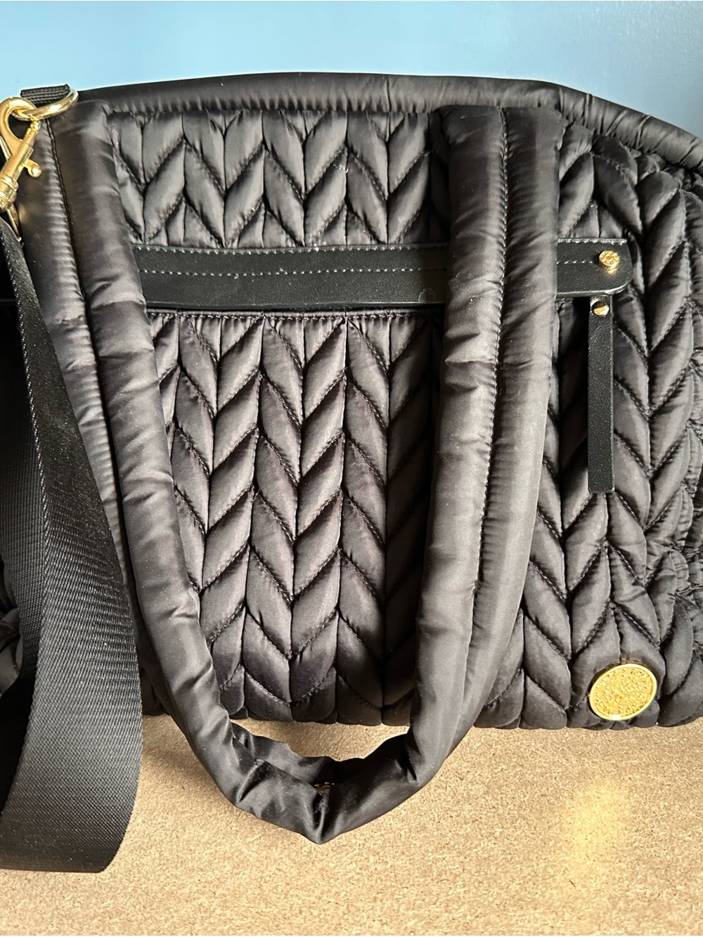 HAPP Paige Carryall Tote Black with Gold Accents